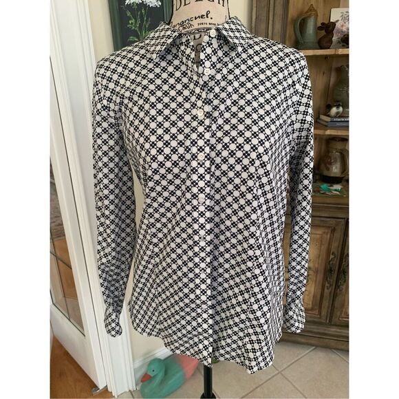 TALBOTS Women's Black & White Fitted NON IRON Button Down Shirt - Picture 1 of 8